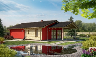 Small family house for a narrow plot with a covered terrace.